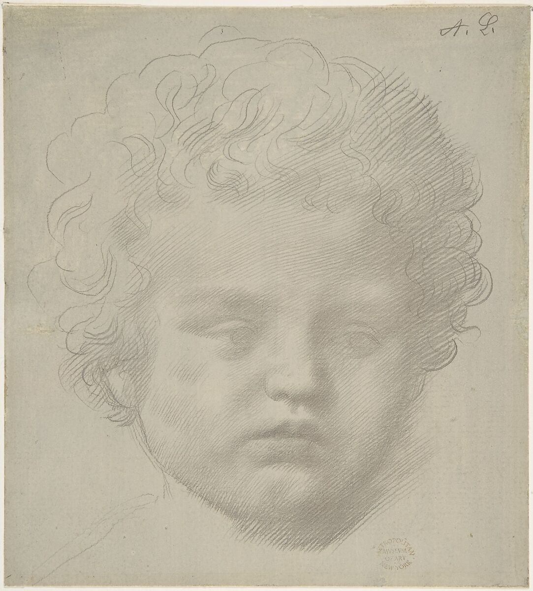 Study of a Head, Alphonse Legros (French, Dijon 1837–1911 Watford, Hertfordshire), Graphite on gray paper 