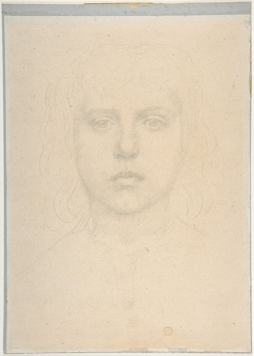Head of a Girl, Alphonse Legros (French, Dijon 1837–1911 Watford, Hertfordshire), Graphite on white paper 
