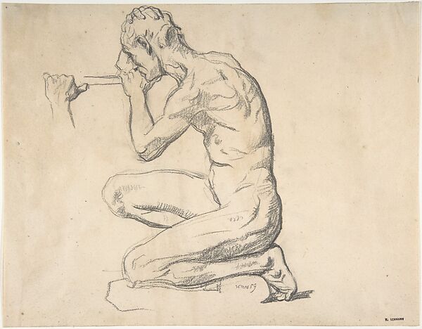 Kneeling Nude Male Figure, Facing Left