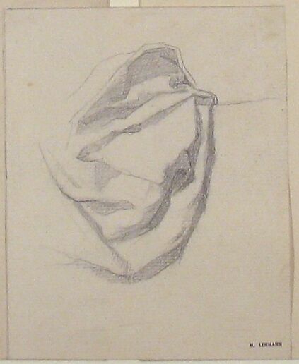Study of Drapery, Henri Lehmann (French, Kiel 1814–1882 Paris), Graphite