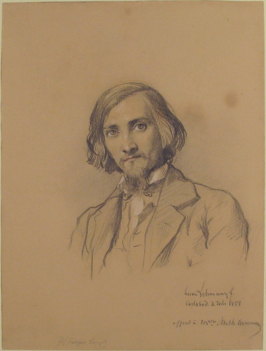 Portrait of Anton Heinrich Springer (1825–1895), Henri Lehmann (French, Kiel 1814–1882 Paris), Graphite, touches of red chalk, heightened with white