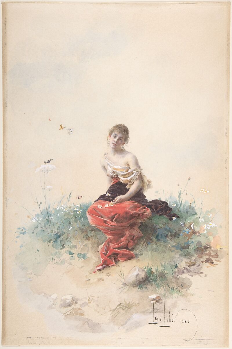 Female Figure, Alexandre-Louis Leloir (French, Paris 1843–1884 Paris), Watercolor 