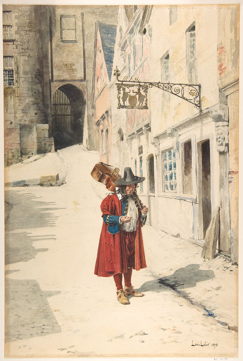 Wandering Minstrel; Old Nuremberg, Alexandre-Louis Leloir (French, Paris 1843–1884 Paris), Watercolor 