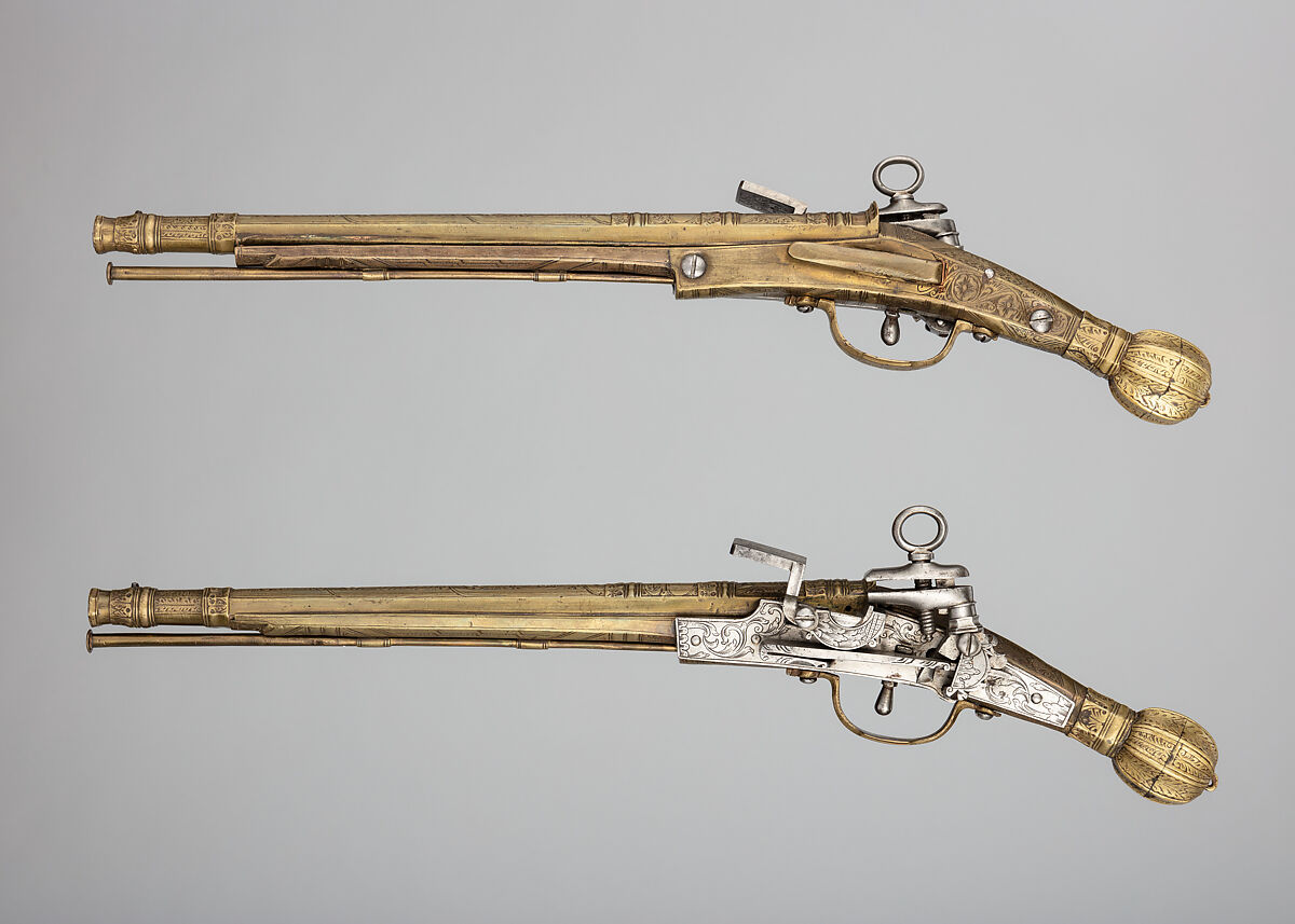 Pair of Miquelet Pistols, Brass, steel, Scottish