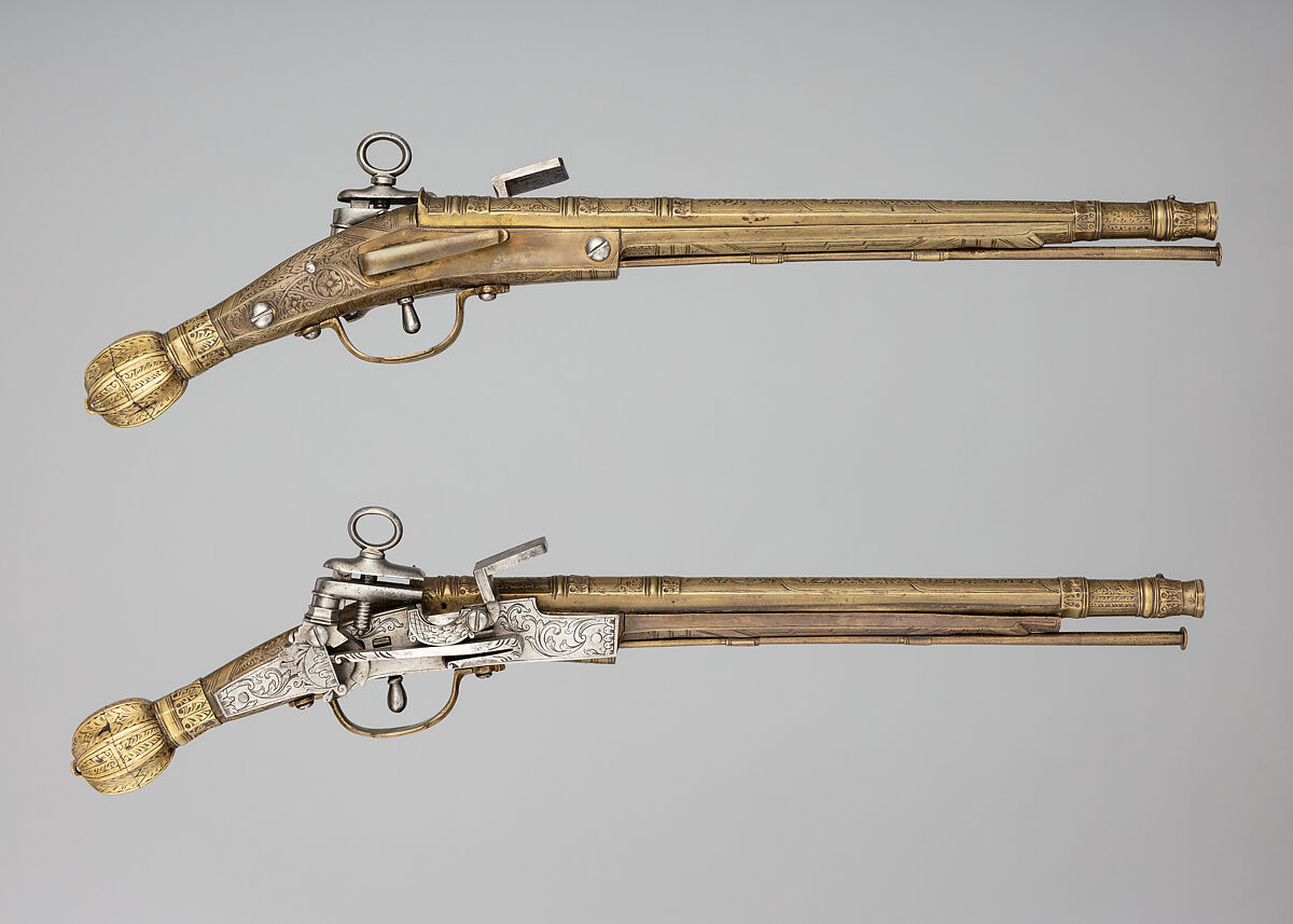 Pair of Miquelet Pistols, Brass, steel, Scottish 