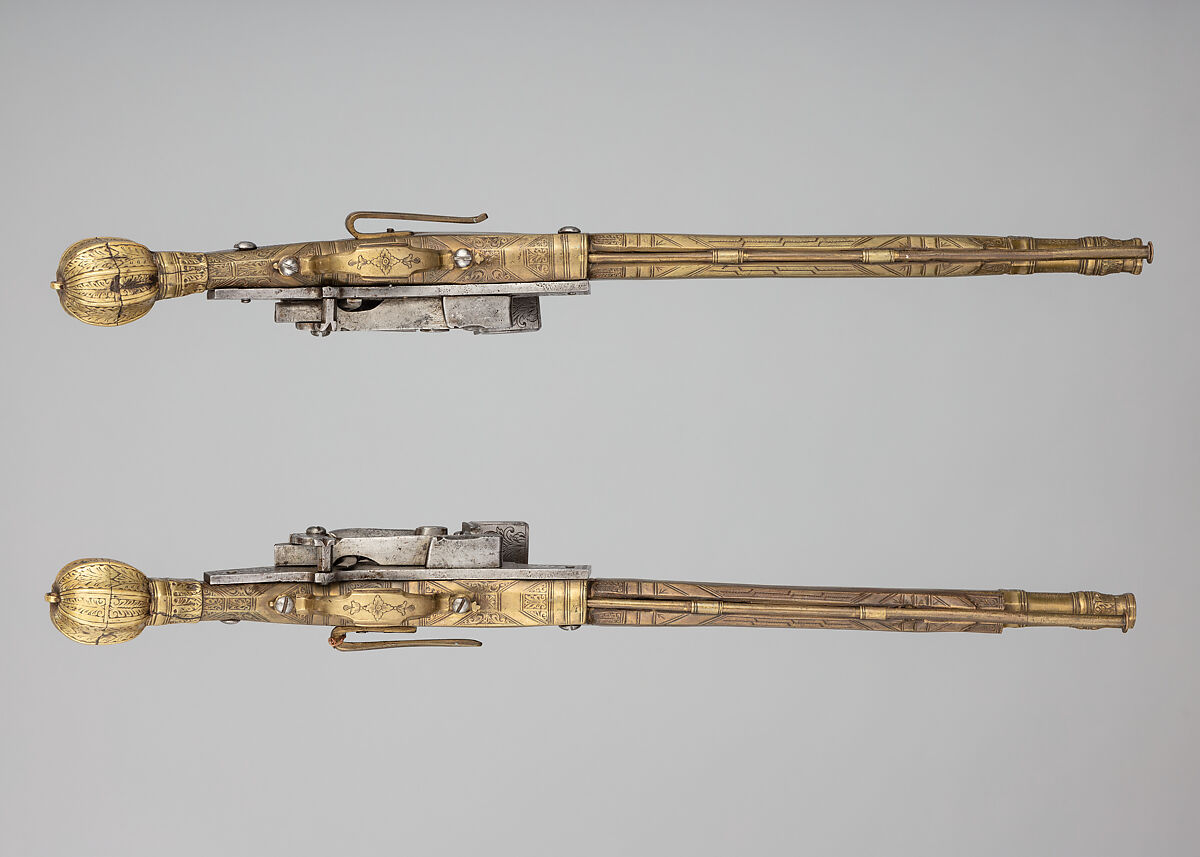 Pair of Miquelet Pistols, Brass, steel, Scottish
