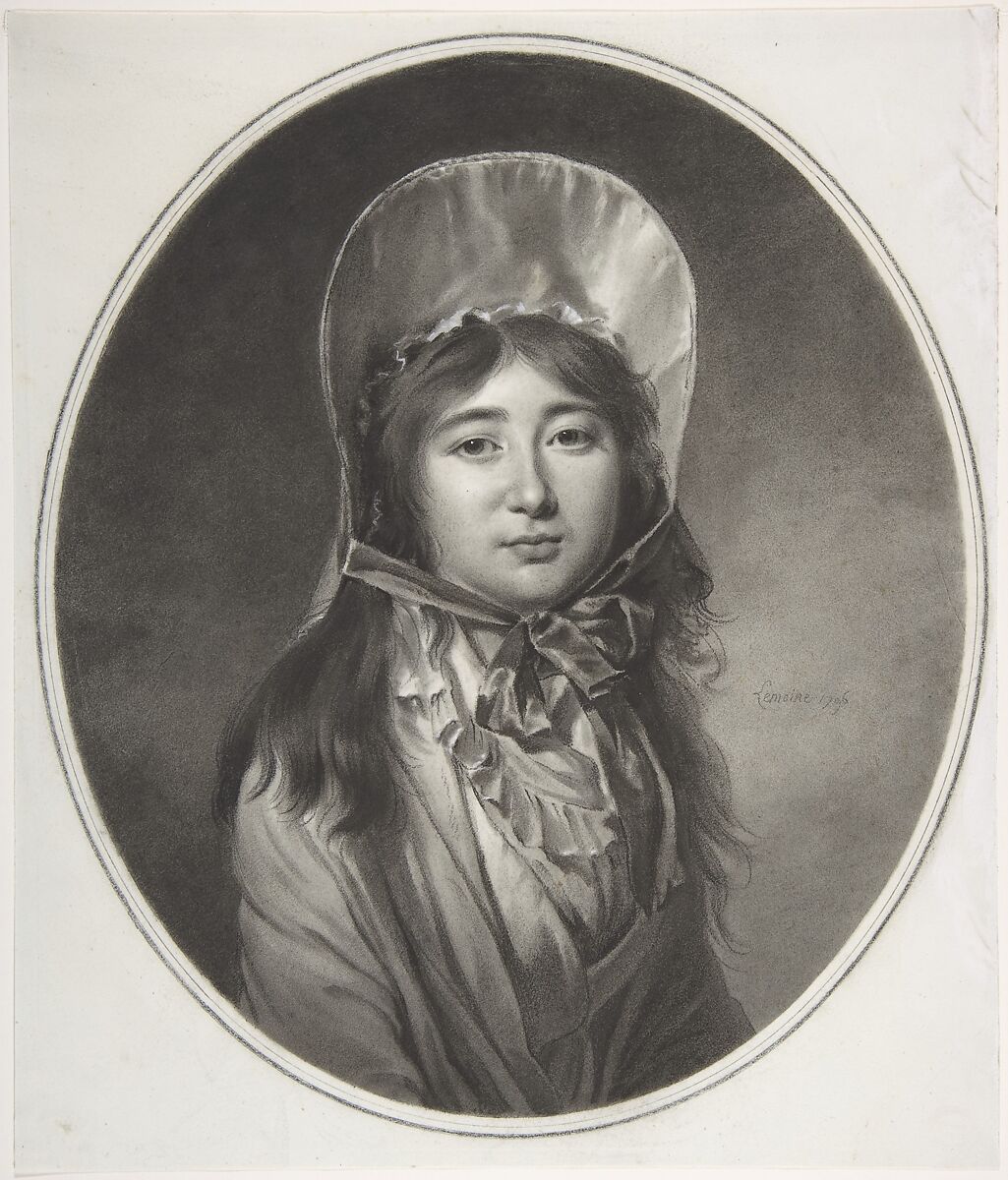 Madame Claire Philippe de La Pierre (née da Cunha), Jacques Antoine Marie Lemoine (French, Rouen 1751–1824 Paris), Black chalk, stumping, with white highlights 