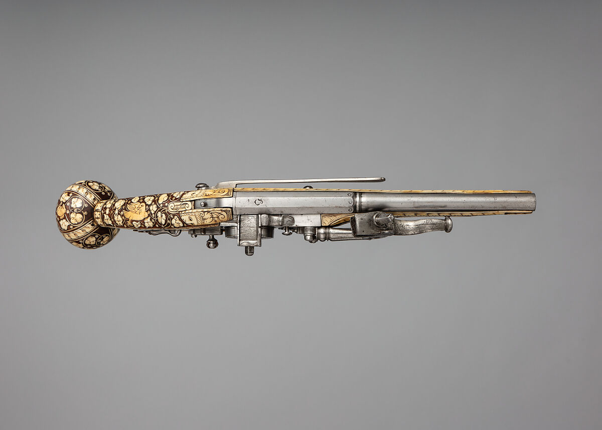 Wheellock Pistol, Steel, wood, ivory, bone, German
