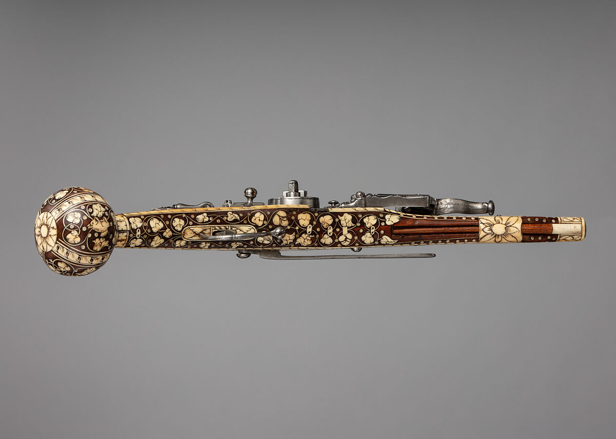 Wheellock Pistol, Steel, wood, ivory, bone, German