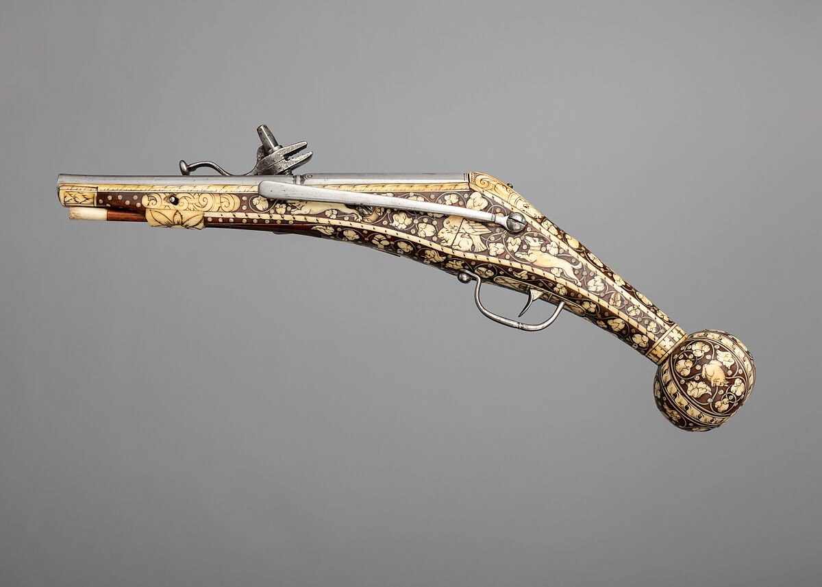 Wheellock Pistol, Steel, wood, ivory, bone, German
