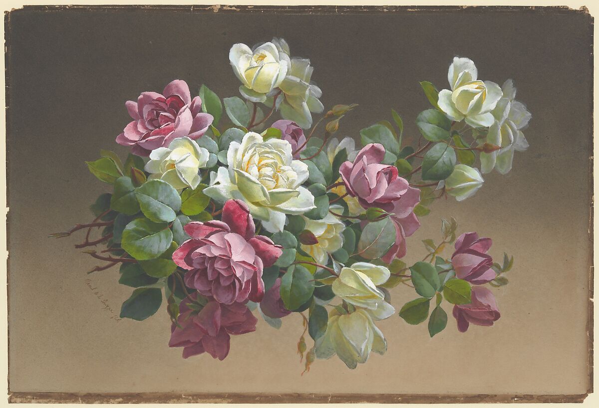 Flowers: Roses, Paul de Longpré (French, Lyon 1855–1911 Hollywood), Watercolor on brown paper 