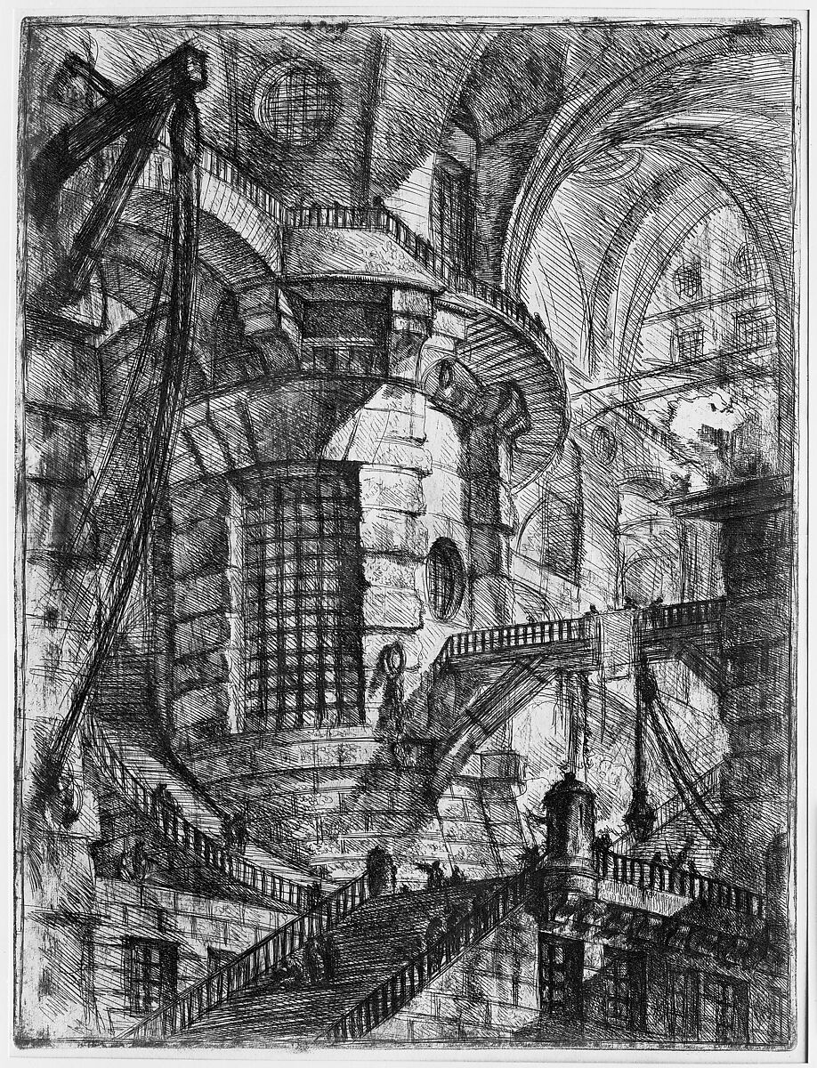 The Round Tower, from "Carceri d'invenzione" (Imaginary Prisons), Giovanni Battista Piranesi (Italian, Mogliano Veneto 1720–1778 Rome), Etching, engraving, sulphur tint or open bite, burnishing; first state of four (Robison)
