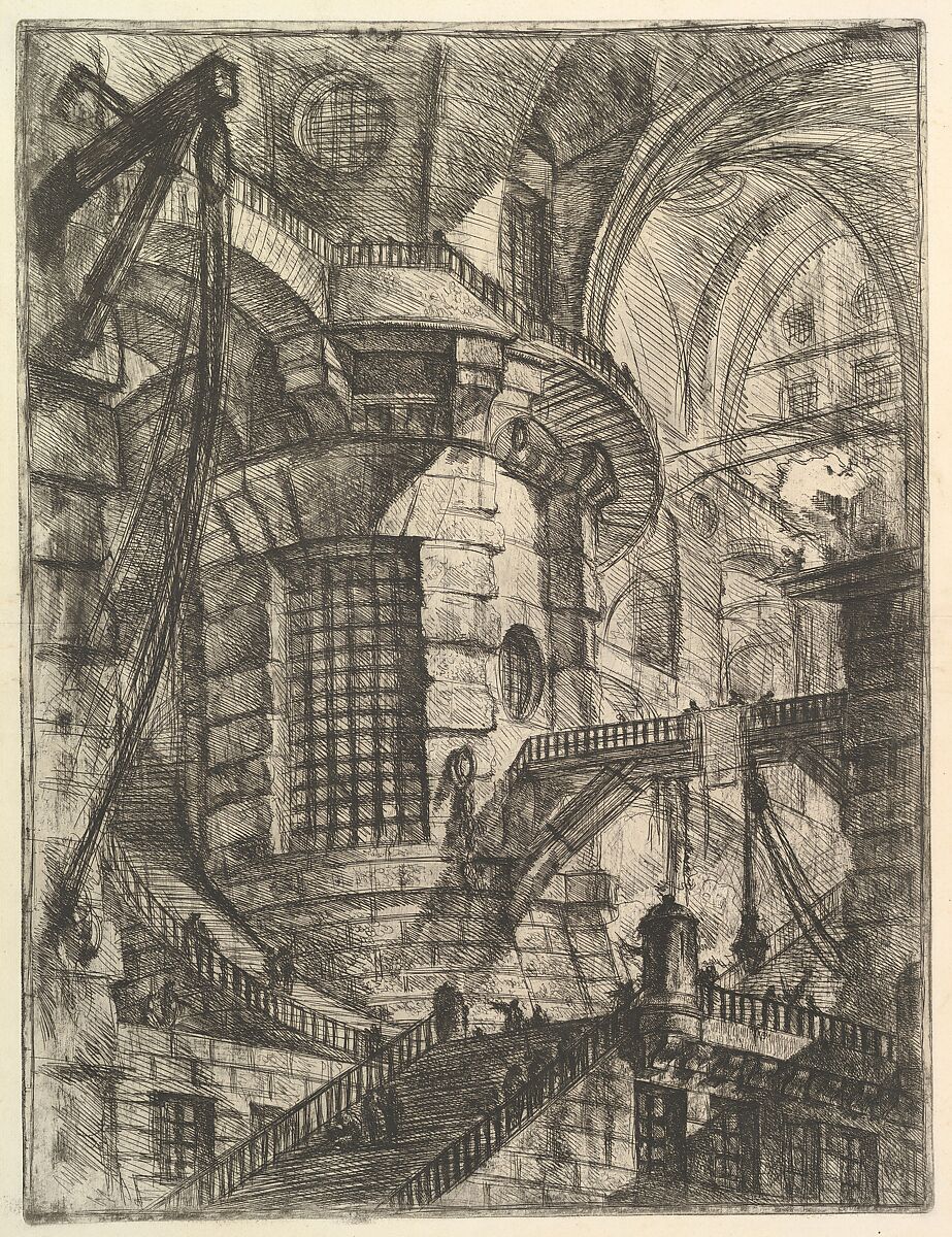 The Round Tower, from "Carceri d'invenzione" (Imaginary Prisons), Giovanni Battista Piranesi  Italian, Etching, engraving, sulphur tint or open bite, burnishing; first state of four (Robison)