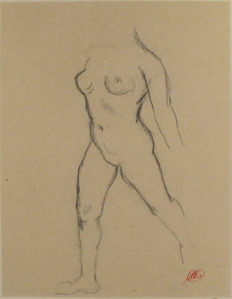Study for "Action in Chains (Monument to Louis-Auguste Blanqui)" or "Île de France (Woman Walking in Water)", 1905-07, Aristide Maillol (French, Banyuls-sur-Mer 1861–1944 Perpignan), Black chalk on off-white wove paper