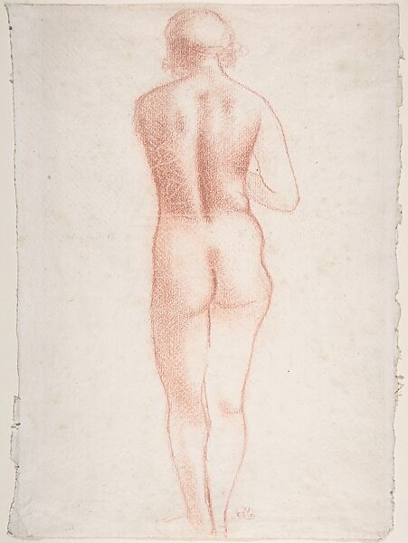 Standing Nude Seen from the Back, Aristide Maillol (French, Banyuls-sur-Mer 1861–1944 Perpignan), Red chalk on Montral paper 