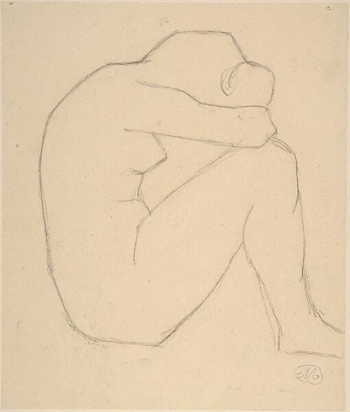 Study for "Night", Aristide Maillol (French, Banyuls-sur-Mer 1861–1944 Perpignan), Graphite and lithographic crayon on cream wove paper 