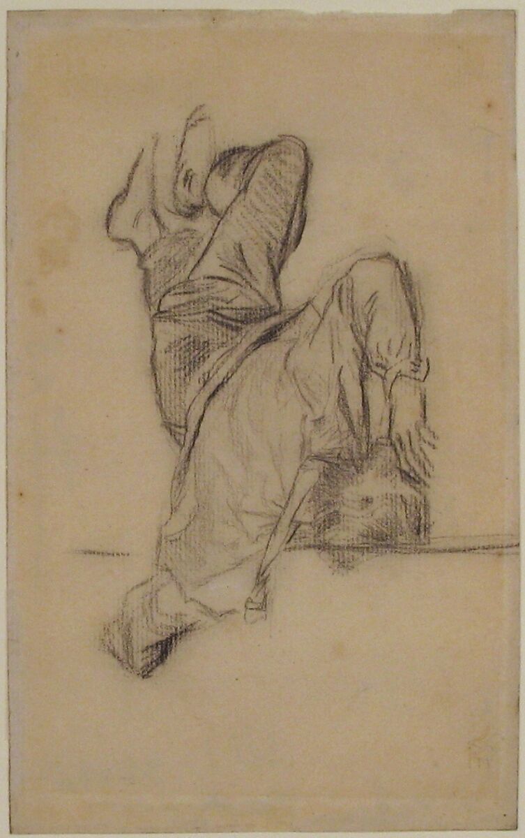 Dead Man, Ernest Meissonier (French, Lyons 1815–1891 Paris), Black chalk