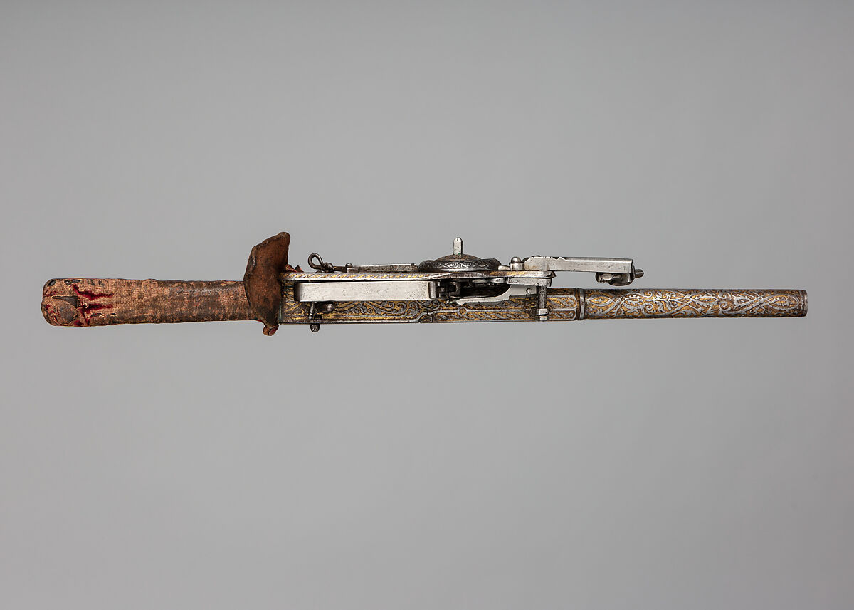 Wheellock Hunting Pistol with 
Sword Grip, Steel, gold, South German