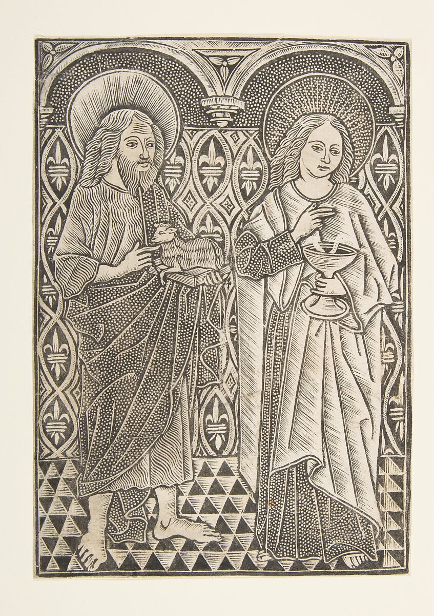 Saint John the Baptist and Saint John the Evangelist, Master with the Cologne Arms (German, late 15th century) (?), Metalcut; first state 
