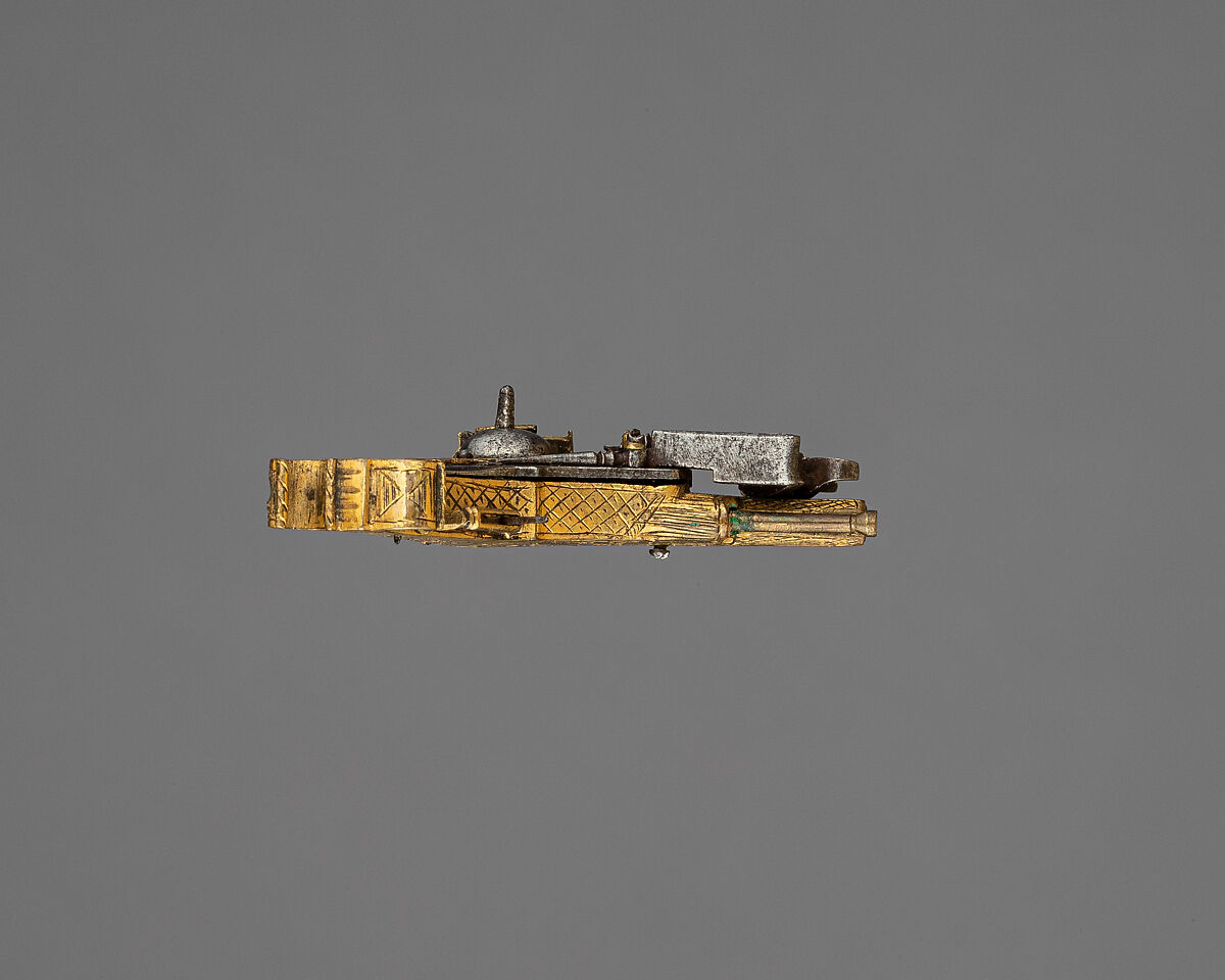 Model of Wheellock Pistol, Iron, gold, German