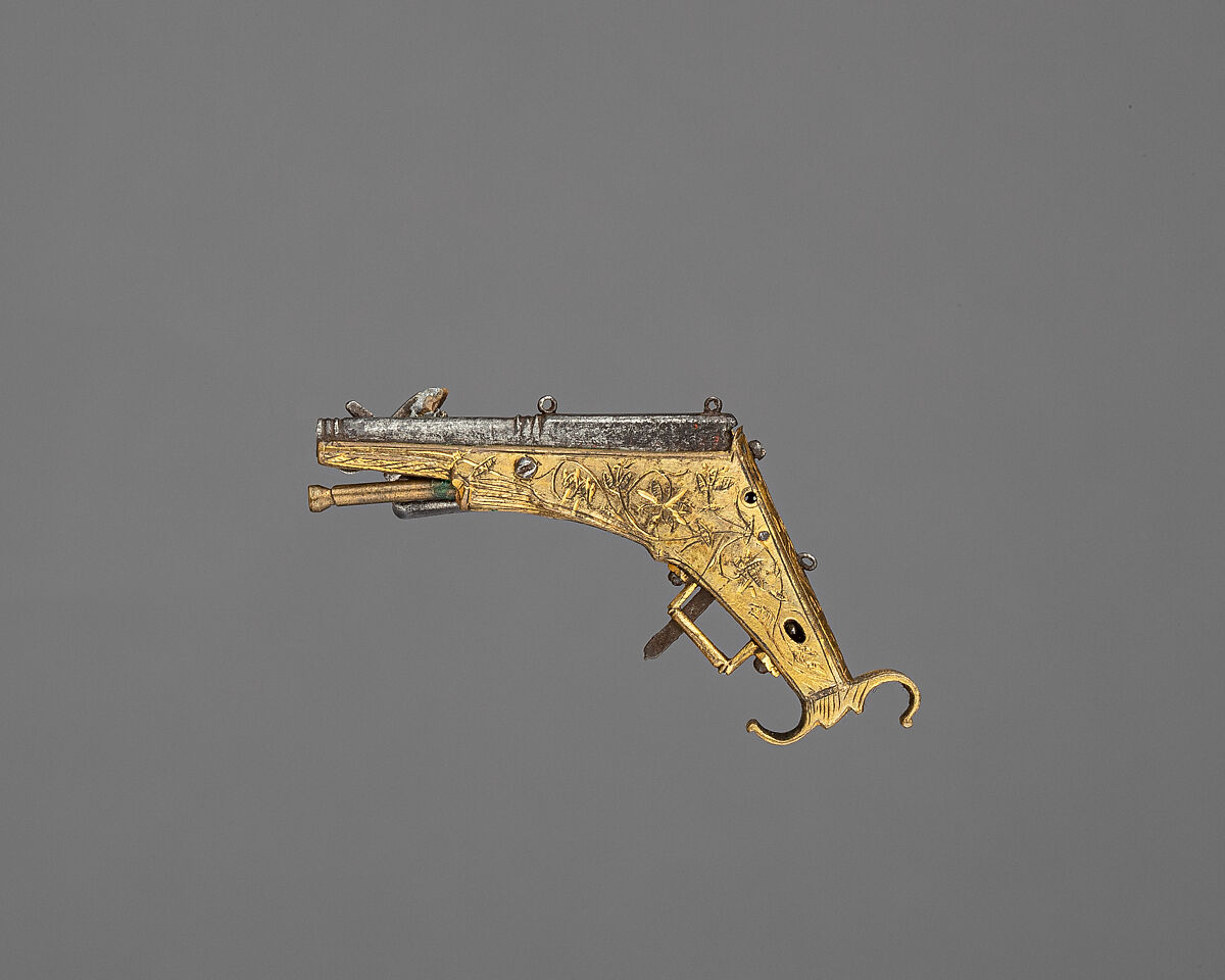Model of Wheellock Pistol, Iron, gold, German