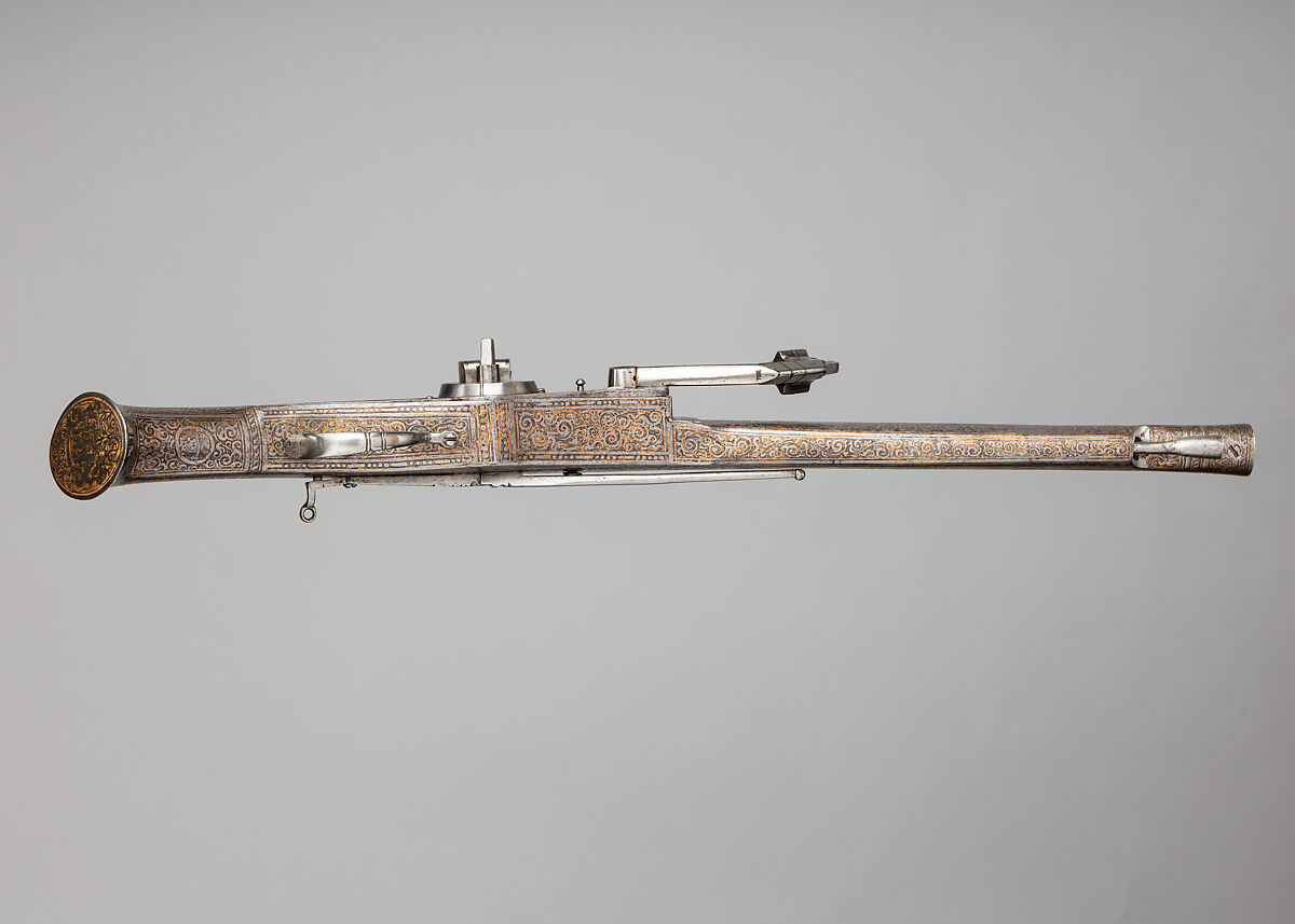 Wheellock Pistol, Steel, gold, German