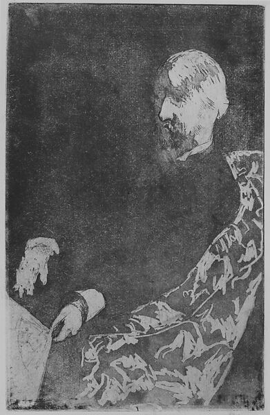 Portrait of George Moore, Mary Cassatt (American, Pittsburgh, Pennsylvania 1844–1926 Le Mesnil-Théribus, Oise), Soft-ground etching