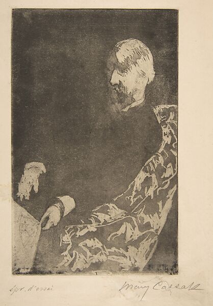 Portrait of George Moore, Mary Cassatt (American, Pittsburgh, Pennsylvania 1844–1926 Le Mesnil-Théribus, Oise), Soft-ground etching 