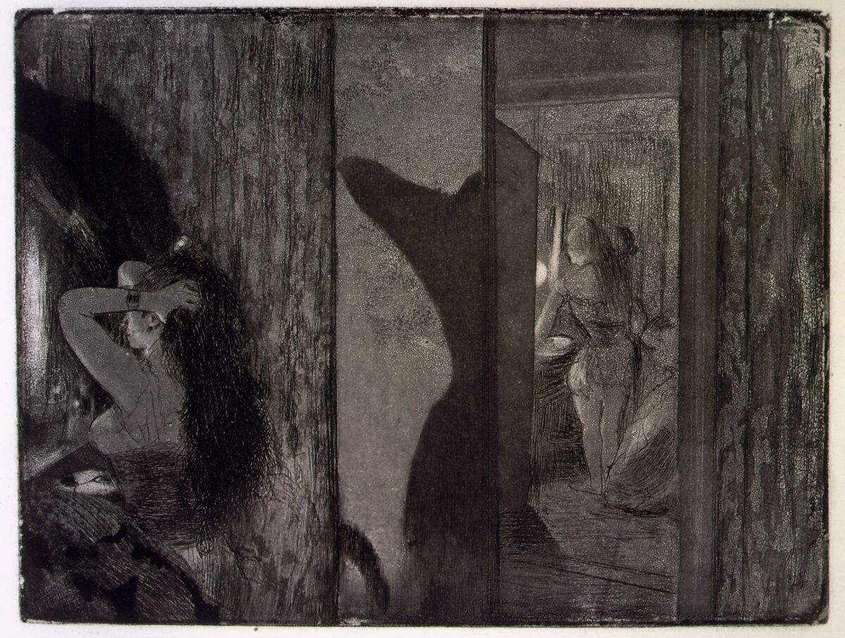 Actresses in Their Dressing Rooms, Edgar Degas (French, Paris 1834–1917 Paris), Etching and aquatint; fourth state of five