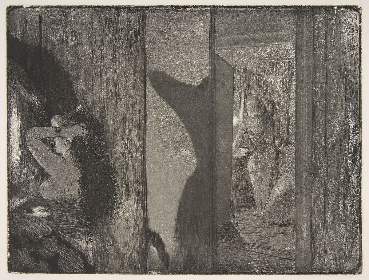 Actresses in Their Dressing Rooms, Edgar Degas (French, Paris 1834–1917 Paris), Etching and aquatint; fourth state of five 