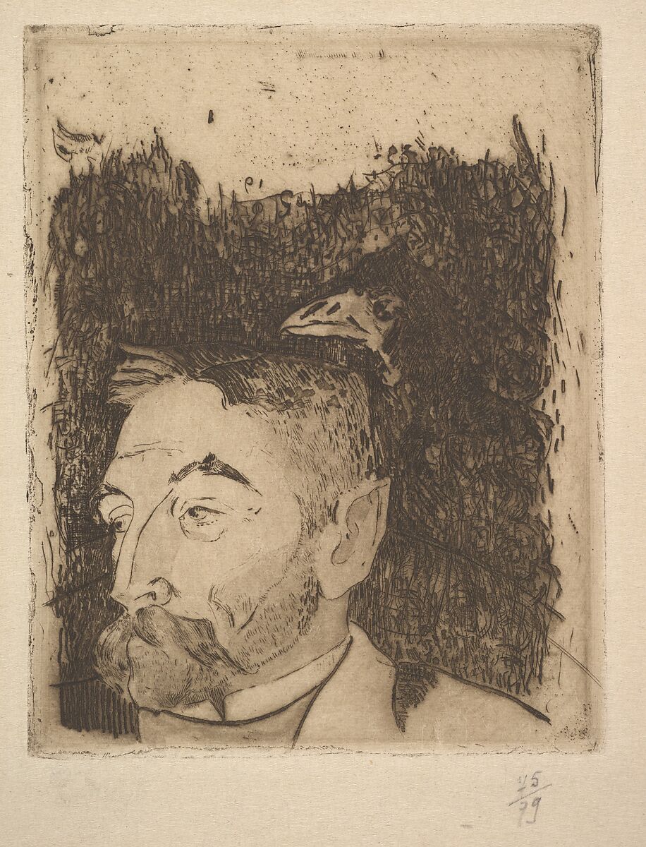 Portrait of Stéphane Mallarmé, Paul Gauguin (French, Paris 1848–1903 Atuona, Hiva Oa, Marquesas Islands), Etching 
