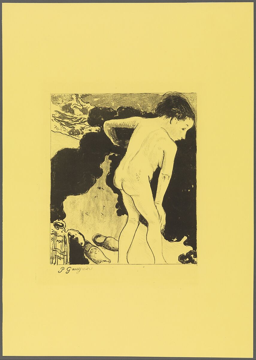 Bathers in Brittany, from the Volpini Suite: Dessins lithographiques, Paul Gauguin (French, Paris 1848–1903 Atuona, Hiva Oa, Marquesas Islands), Zincograph on chrome yellow wove paper; first edition 