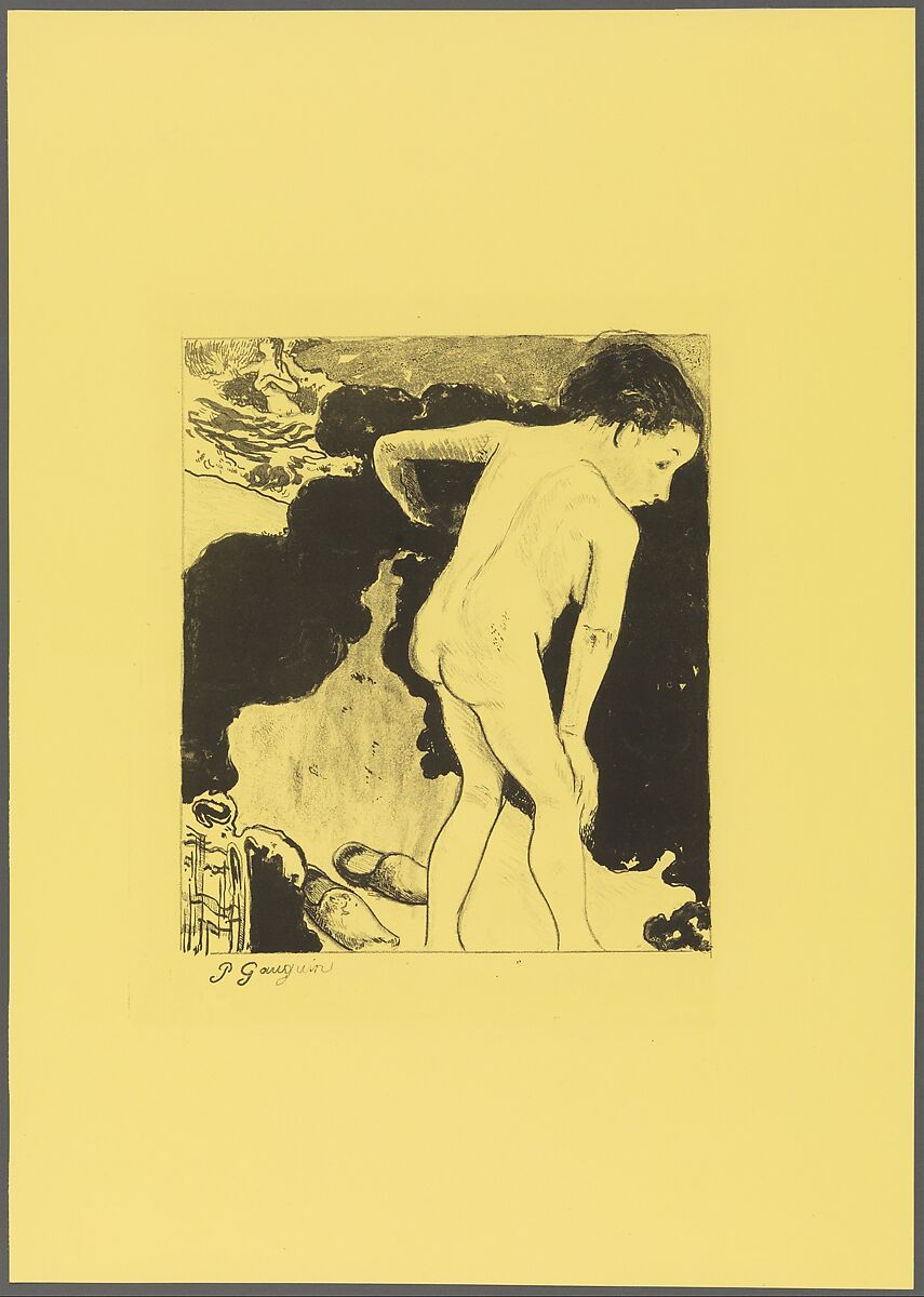 Bathers in Brittany, from the "Volpini Suite: Dessins lithographiques", Paul Gauguin (French, Paris 1848–1903 Atuona, Hiva Oa, Marquesas Islands), Zincograph on chrome yellow wove paper; first edition 