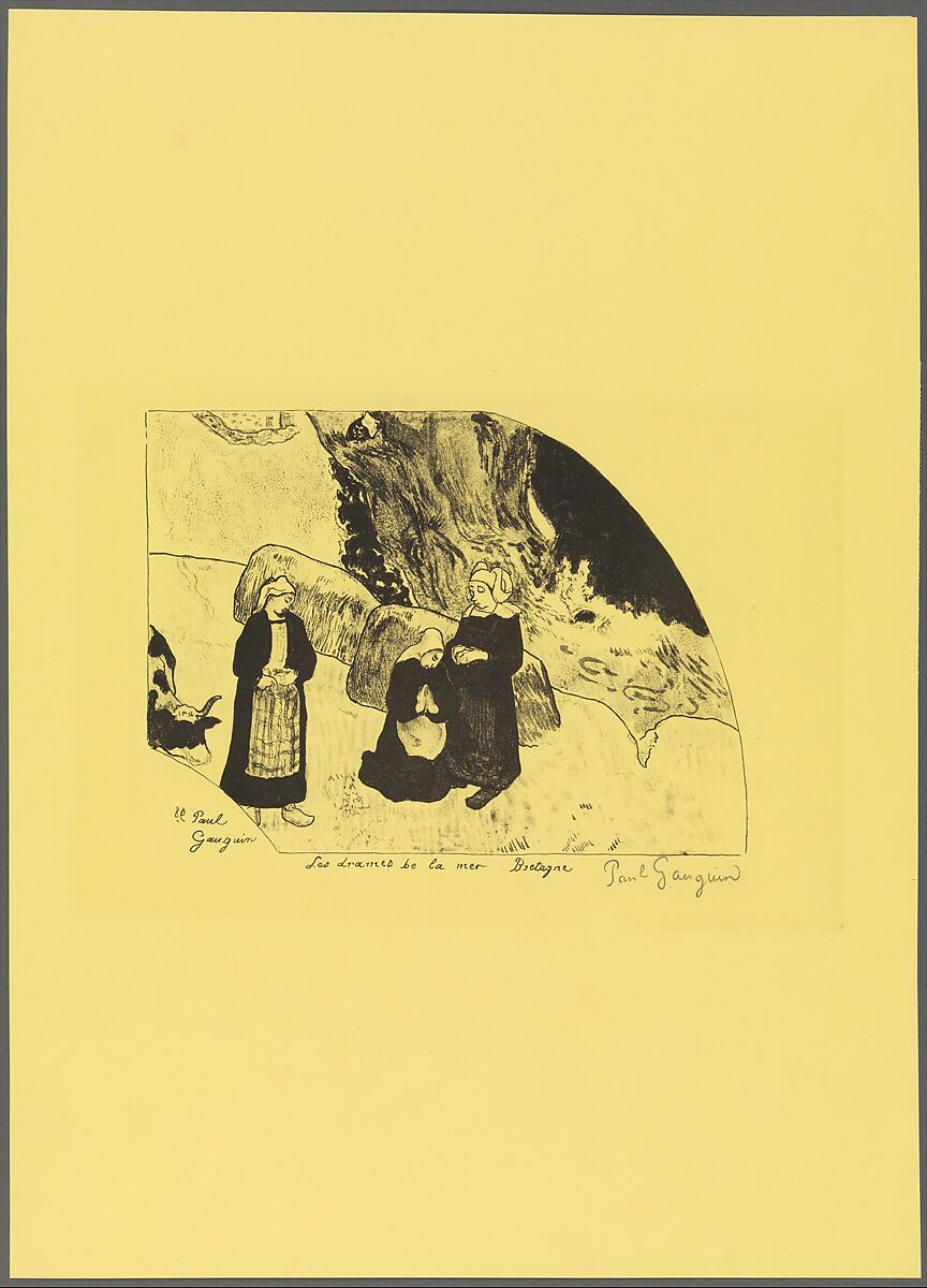 The Drama of the Sea, Brittany, from the "Volpini Suite: Dessins lithographiques", Paul Gauguin (French, Paris 1848–1903 Atuona, Hiva Oa, Marquesas Islands), Zincograph on chrome yellow wove paper; first edition