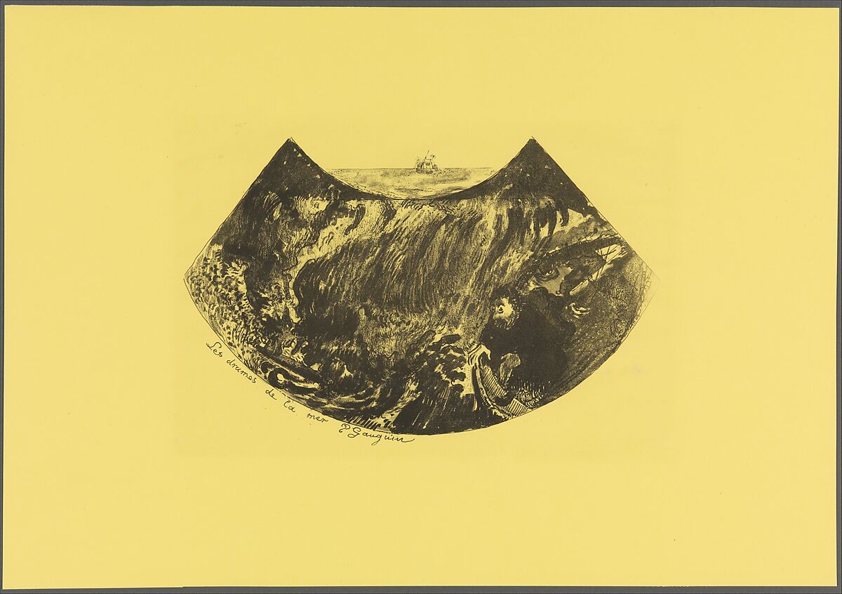The Drama of the Sea, from the "Volpini Suite: Dessins lithographiques", Paul Gauguin (French, Paris 1848–1903 Atuona, Hiva Oa, Marquesas Islands), Zincograph on chrome yellow wove paper; first edition