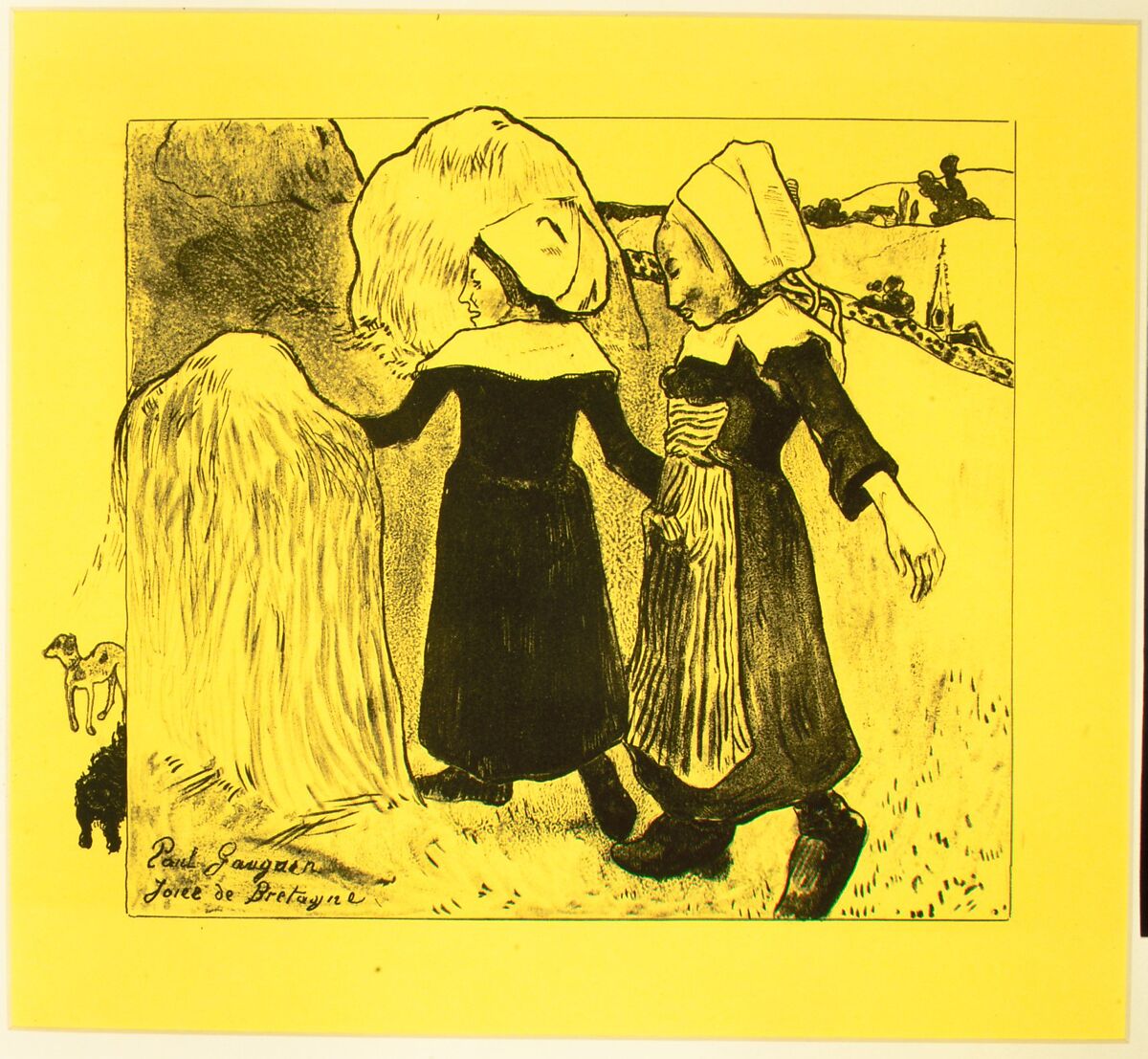 The Joys of Brittany, from the "Volpini Suite: Dessins lithographiques", Paul Gauguin (French, Paris 1848–1903 Atuona, Hiva Oa, Marquesas Islands), Zincograph on chrome yellow wove paper; first edition