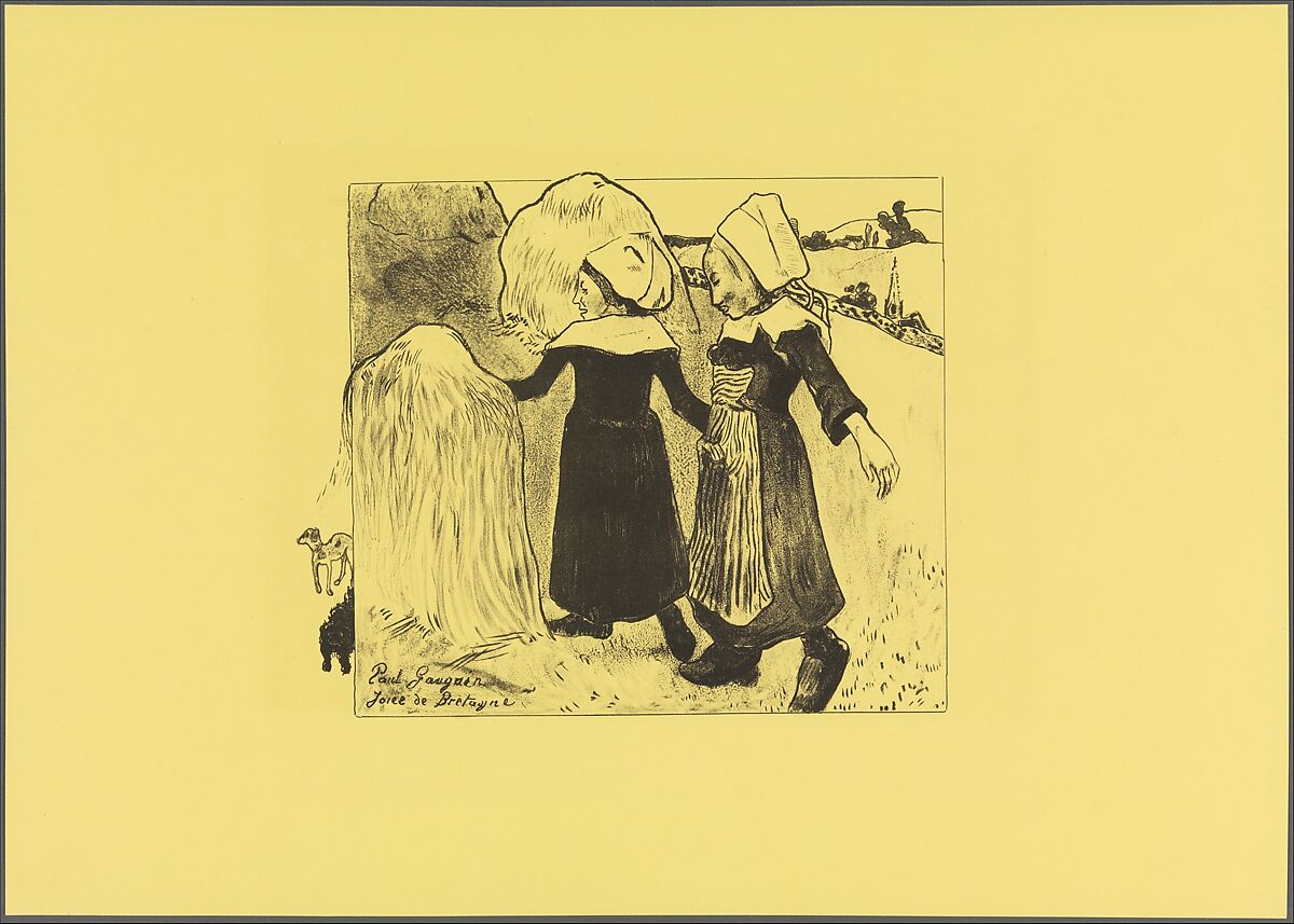 The Joys of Brittany, from the "Volpini Suite: Dessins lithographiques", Paul Gauguin (French, Paris 1848–1903 Atuona, Hiva Oa, Marquesas Islands), Zincograph on chrome yellow wove paper; first edition