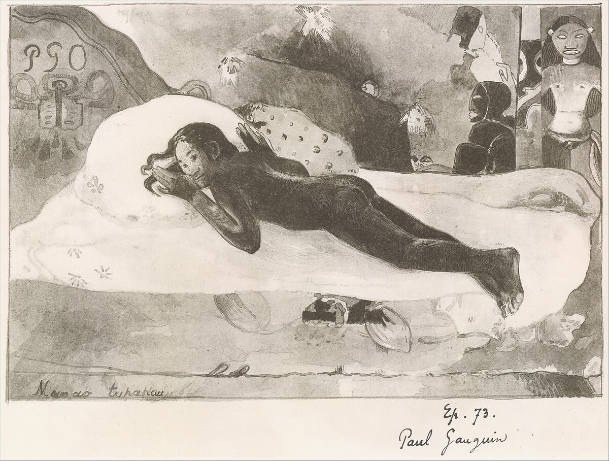 Spirit of the Dead Watching (Manao Tupapau), from "L'Estampe Originale", Paul Gauguin (French, Paris 1848–1903 Atuona, Hiva Oa, Marquesas Islands), Zincograph