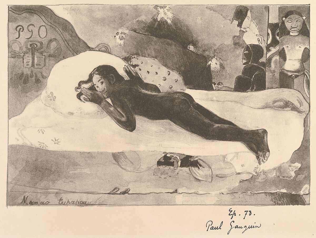 Spirit of the Dead Watching (Manao Tupapau), Paul Gauguin (French, Paris 1848–1903 Atuona, Hiva Oa, Marquesas Islands), Zincograph on wove paper 