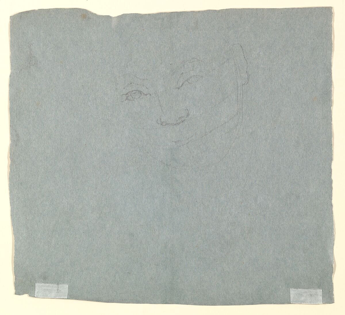 Study of a Woman in Bust-Length Three-Quarter View (recto); Summary Sketch of the Same (verso)., Anonymous, Italian, North Italy, 18th century, Black and white chalk on blue paper
