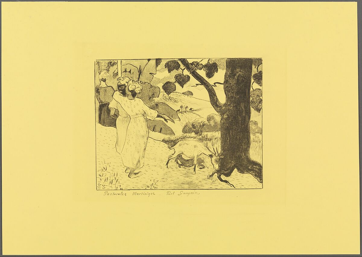 Martinique Pastorals, from the "Volpini Suite: Dessins lithographiques", Paul Gauguin (French, Paris 1848–1903 Atuona, Hiva Oa, Marquesas Islands), Zincograph on yellow wove paper; first edition