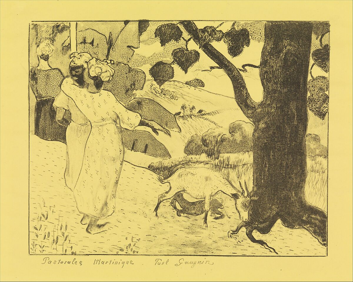 Martinique Pastorals, from the "Volpini Suite: Dessins lithographiques", Paul Gauguin (French, Paris 1848–1903 Atuona, Hiva Oa, Marquesas Islands), Zincograph on yellow wove paper; first edition