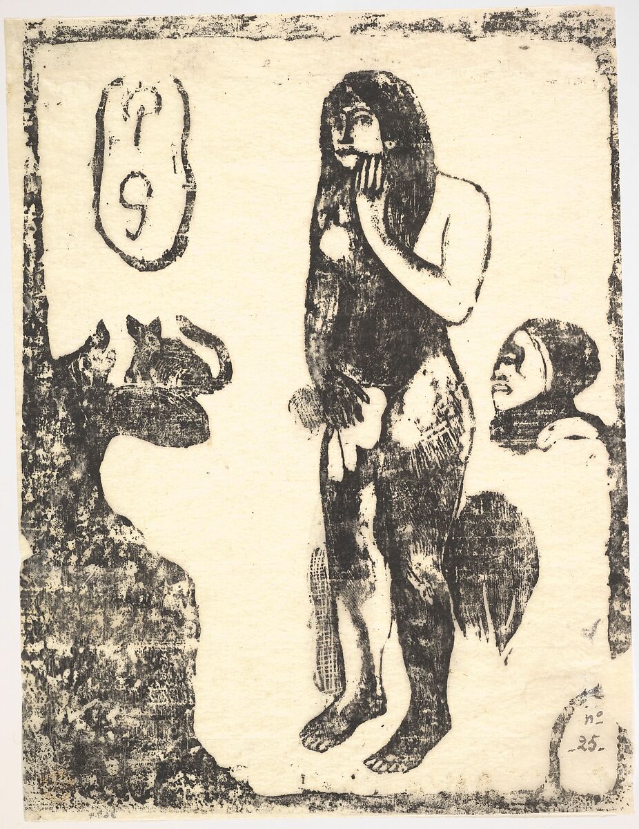 Eve, Paul Gauguin (French, Paris 1848–1903 Atuona, Hiva Oa, Marquesas Islands), Woodcut on japan tissue 