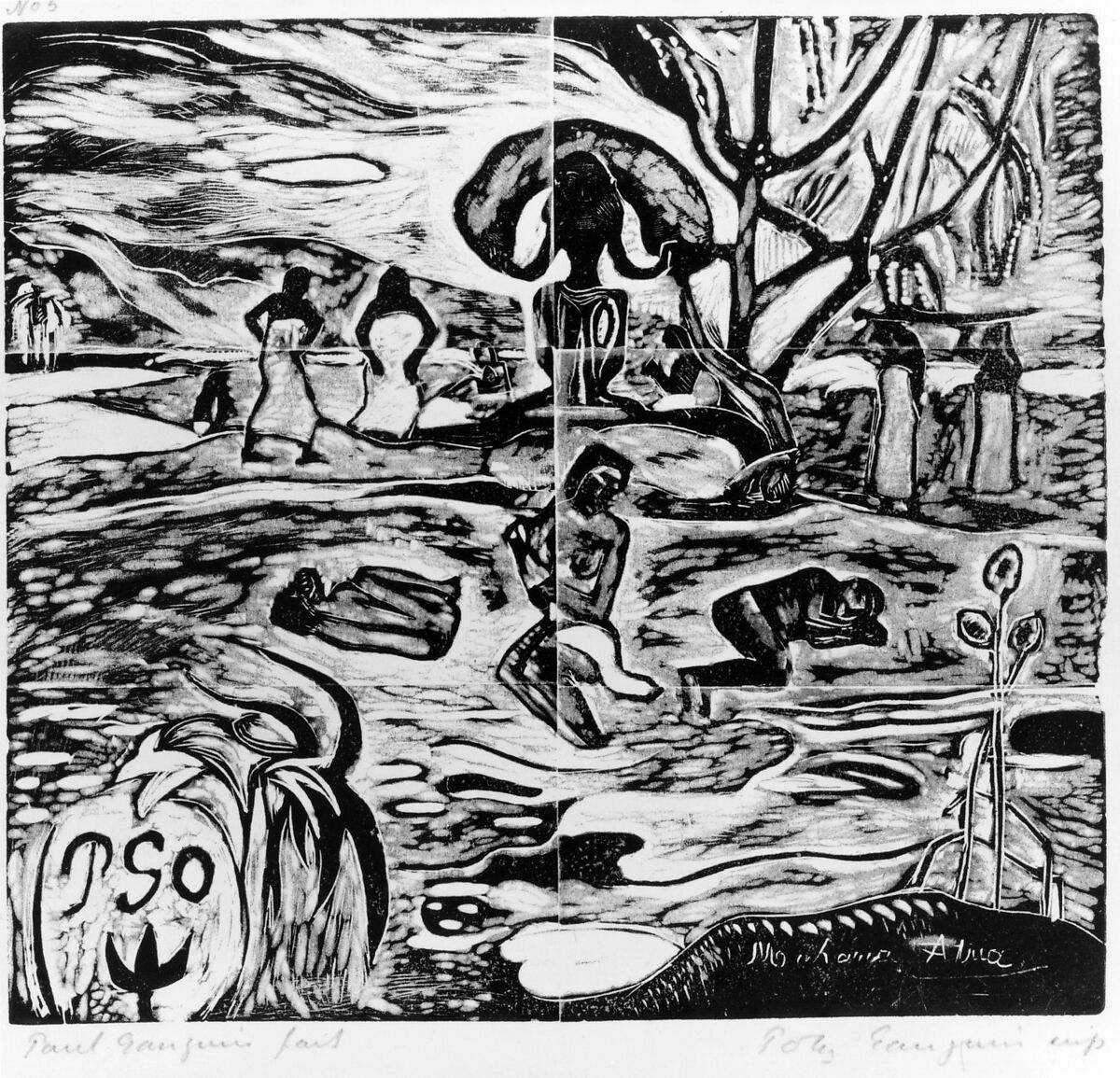 The Day of God, Paul Gauguin (French, Paris 1848–1903 Atuona, Hiva Oa, Marquesas Islands), Woodcut on china paper; edition in black ink on china paper