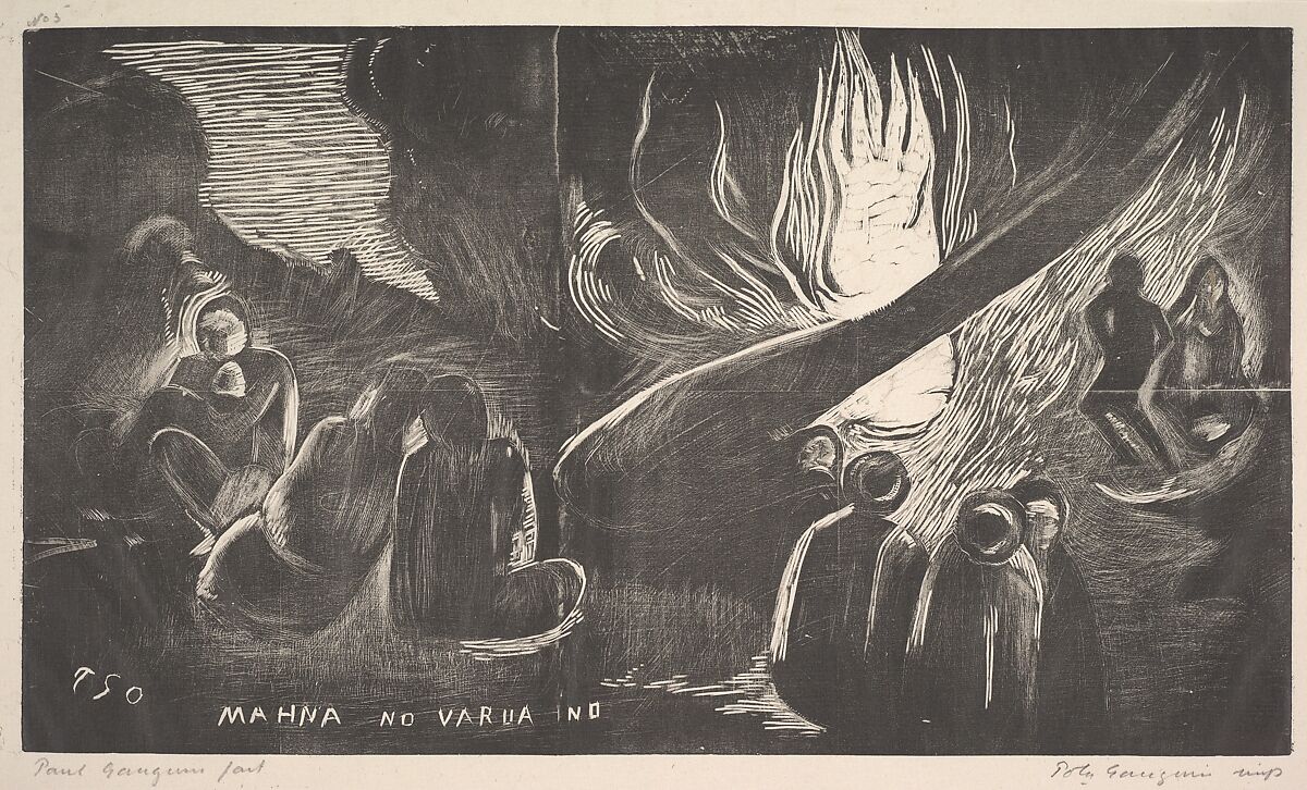 The Devil Speaks, Paul Gauguin (French, Paris 1848–1903 Atuona, Hiva Oa, Marquesas Islands), Woodcut on china paper 