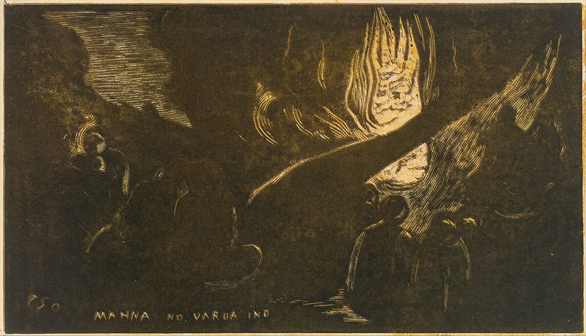 The Devil Speaks (Mahna No Varua Ino), from Fragrance (Noa Noa), Paul Gauguin (French, Paris 1848–1903 Atuona, Hiva Oa, Marquesas Islands), Woodcut printed in color on Japanese paper 