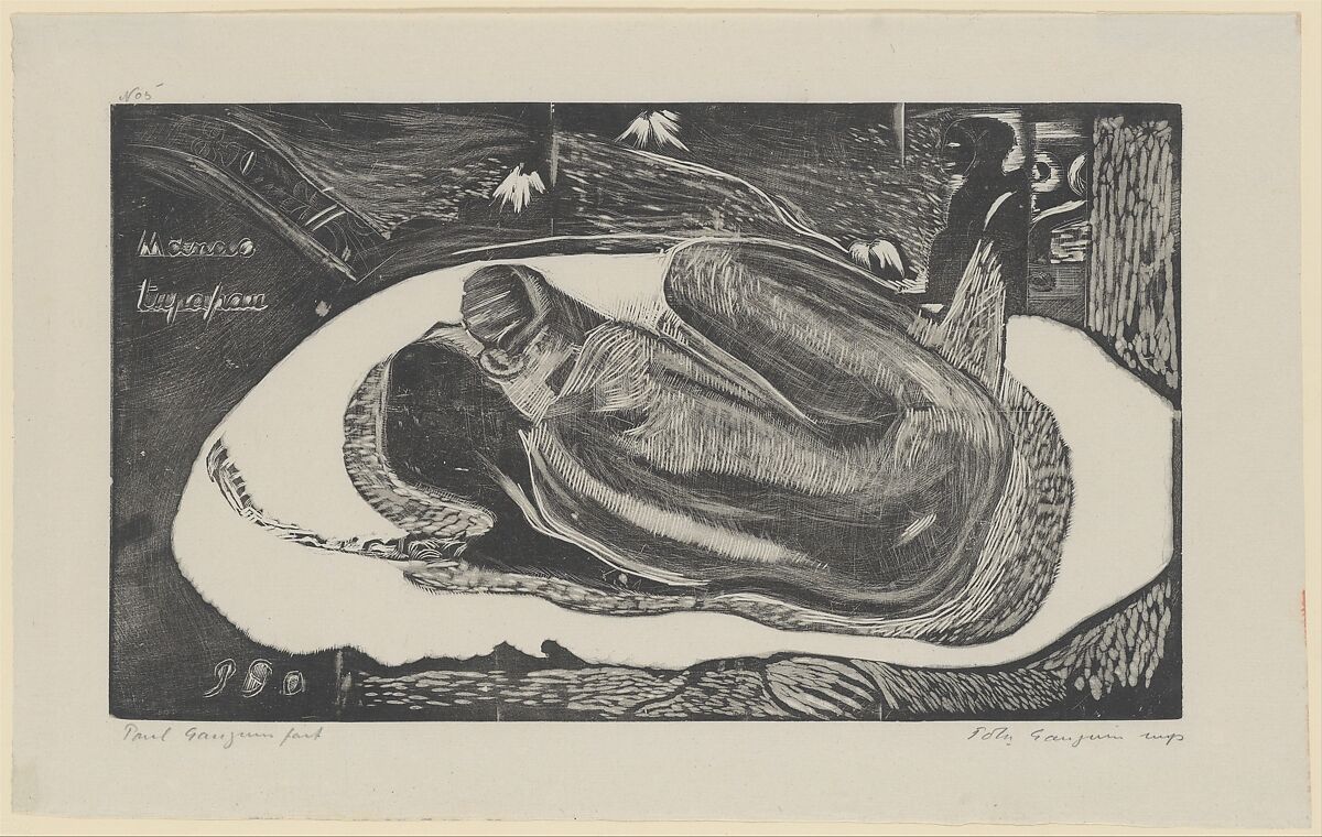 Spirit of the Dead Watching (Manao Tupapau), from Fragrance (Noa Noa), Paul Gauguin (French, Paris 1848–1903 Atuona, Hiva Oa, Marquesas Islands), Woodcut on china paper