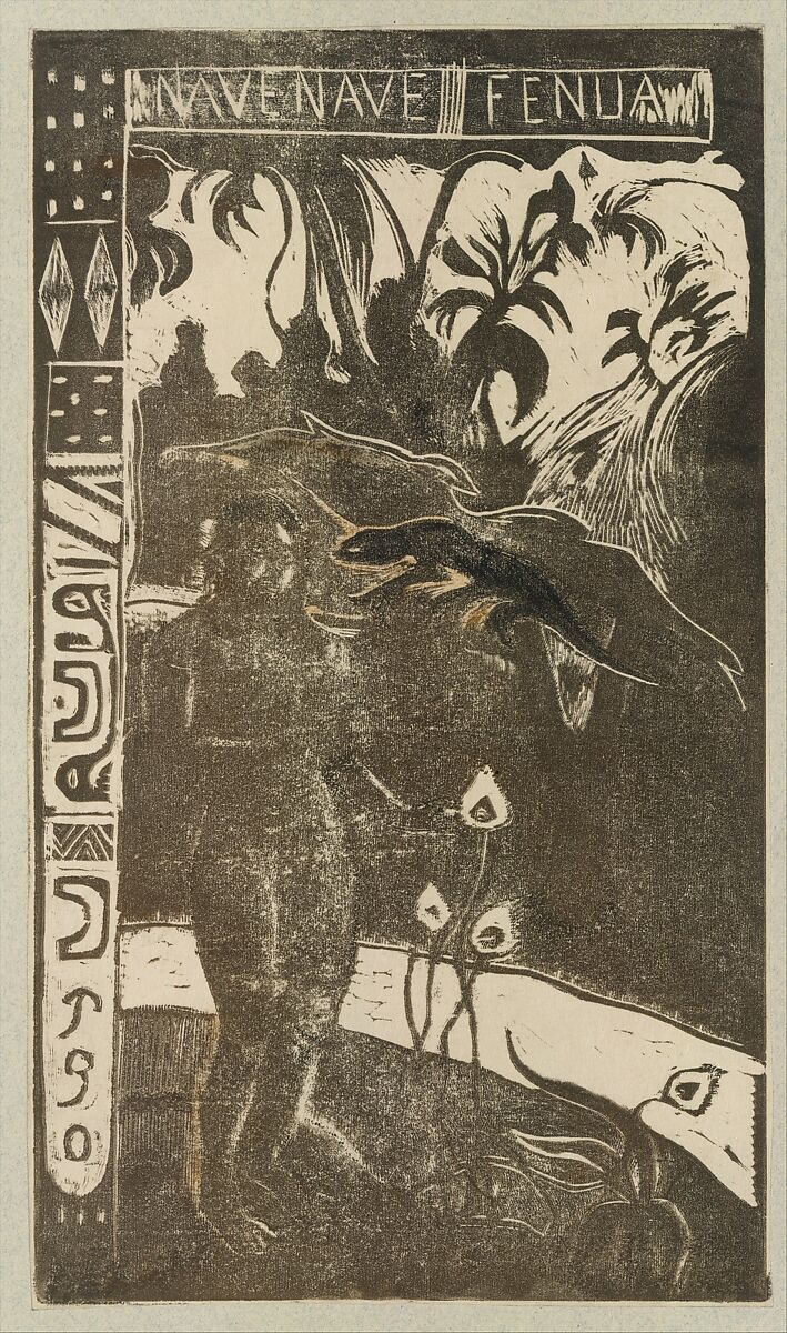 Delightful Land, Paul Gauguin  French, Woodcut printed in color on wove paper