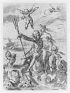Neptune and Amphitrite, Bartholomeus Spranger (Netherlandish, Antwerp 1546–1611 Prague), Pen and brown ink, brown wash