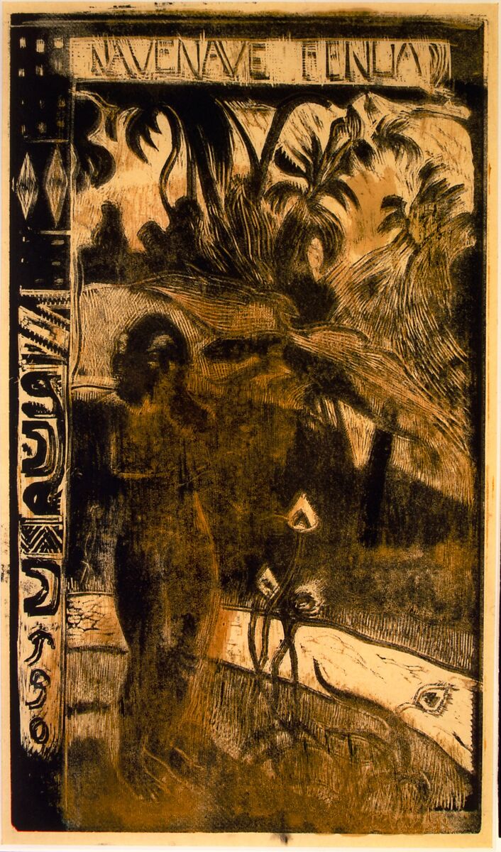 Delightful Land, Paul Gauguin (French, Paris 1848–1903 Atuona, Hiva Oa, Marquesas Islands), Woodcut printed in color on thin wove paper